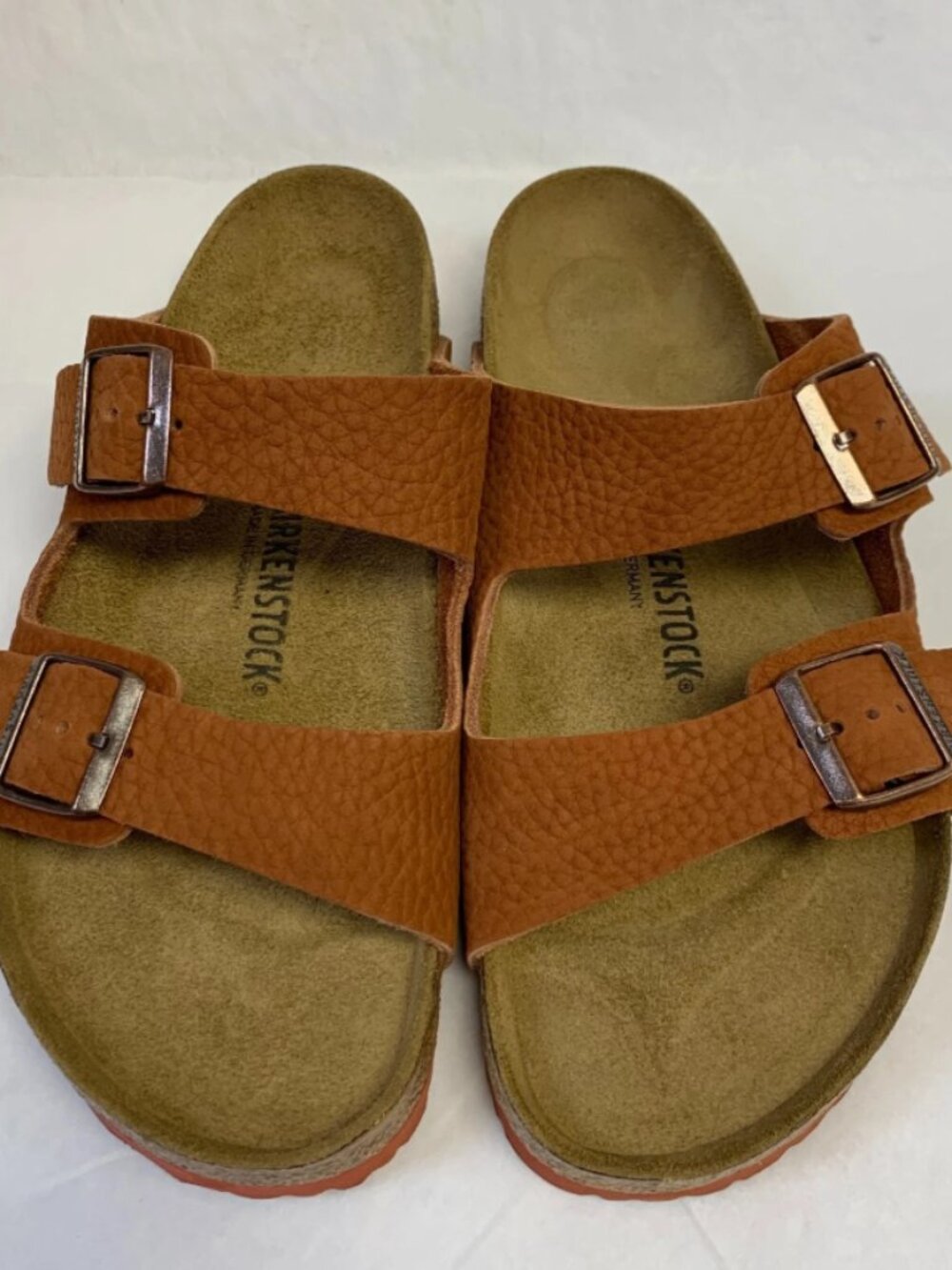 Birkenstock Arizona Desert Buck Burnt Clay Nubuck Leather Regular Width Sandals